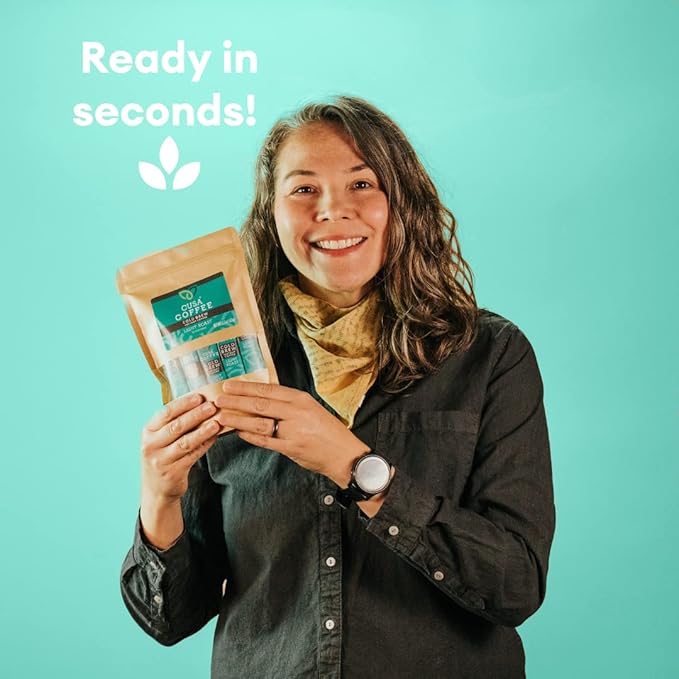 Cusa Tea & Coffee | Premium Instant Light Roast | Rainforest Alliance Certified Arabica Beans | Hot or Cold Brew Drink Mix Packets (30 Single Servings)