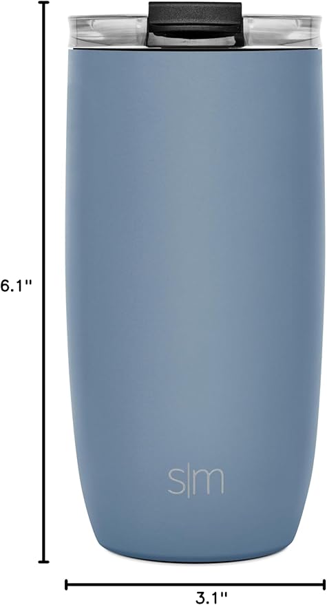 Simple Modern Travel Coffee Mug Tumbler with Flip Lid | Reusable Insulated Stainless Steel Cold Brew Iced Coffee Cup Thermos | Gifts for Women Men Him Her | Voyager Collection | 16oz | Blue Dune