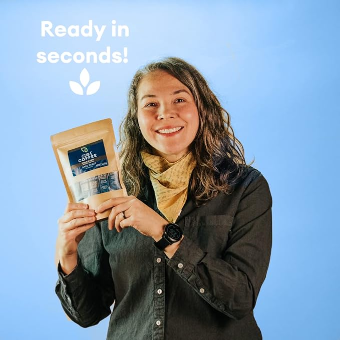 Cusa Tea & Coffee | Premium Instant Dark Roast | Rainforest Alliance Certified Arabica Beans | Hot or Cold Brew Drink Mix Packets (30 Single Servings)