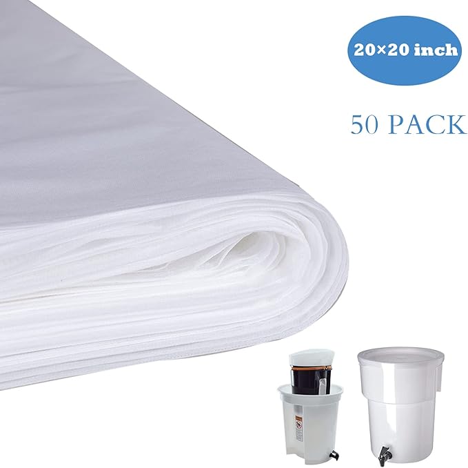 50 Pack Cold Brew Coffee Filters, 20" X 20" Commercial Bags, Brew Up To 5 LBS Coffee, Filter Bag, 5 Gallon