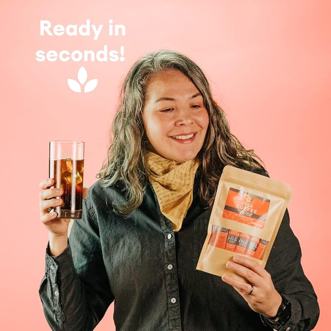 Cusa Tea & Coffee | Premium Instant Medium Roast | Rainforest Alliance Certified Arabica Beans | Hot or Cold Brew Drink Mix Packets (30 Single Servings)