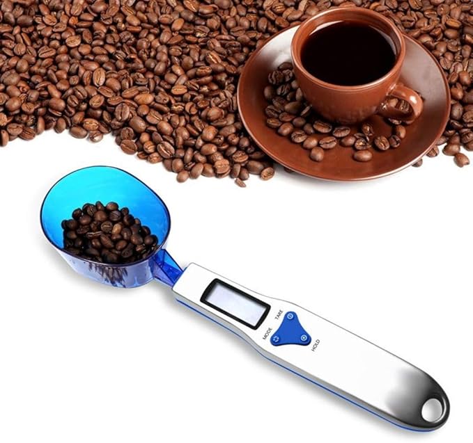 Kitchen Scale Spoon Gram Measuring Spoon, 500g/0.1g Blue Cute Digital Weight Scale Spoon Milligram Measuring Scoop Grams Electronic Measuring Cup for Portioning Tea, Flour, Spices, Medicine