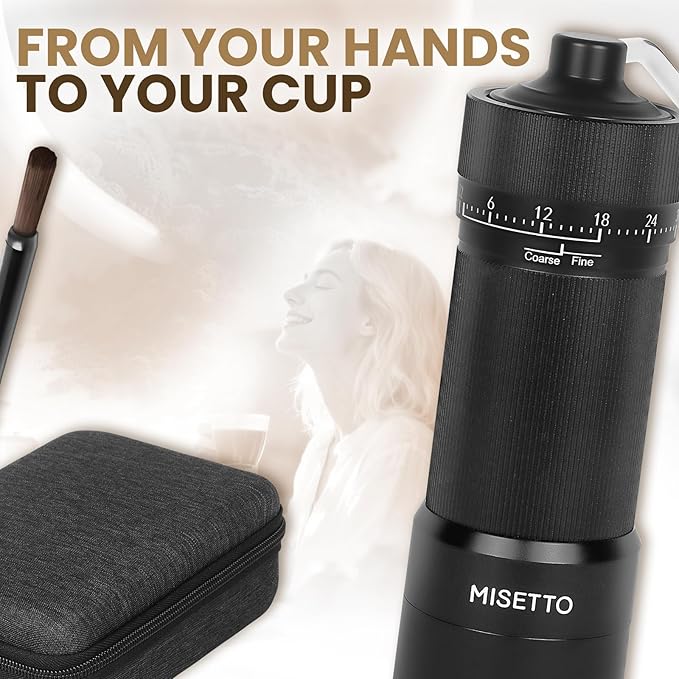 Manual Coffee Grinder with CNC Stainless Steel Conical Burr - External Adjustable Setting,Double Bearing Positioning,French Press Coffee,Pour Over for Hand Grinder Gift