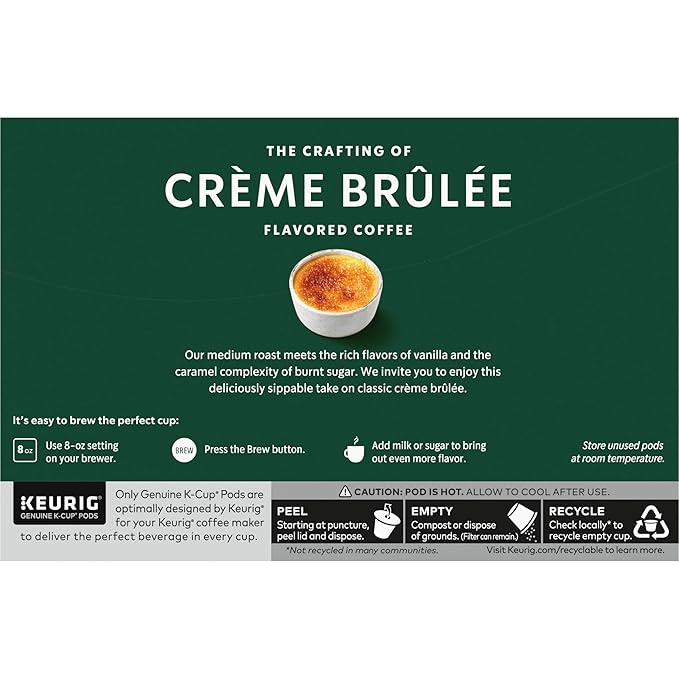 Starbucks K-Cup Coffee Pods, Flavored Hot or Iced Coffee, Crème Brûlée, 60 Keurig Pods