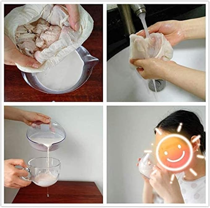 AUXIN Nut Milk Bags, 100% Cotton Cheesecloth Bags, Yogurt/Coffee/Tea Strainer, Reusable Almond/Oat Milk, Juice, Cold Brew Coffee, Food Grade, Reusable Washable Strainer (Mixed Size, 5 Pack)