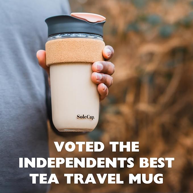 Large Travel Mug - Reusable Insulated Coffee Mug - 18oz/530ml BPA-Free Hot Drink Travel Mug with Lid & Cork Band (Red)