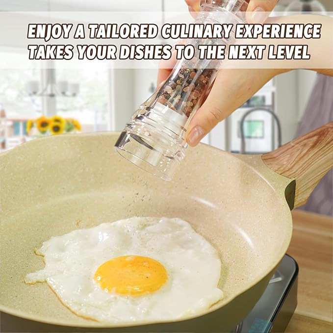 SHIKORI Clear Acrylic Pepper Grinder Mill, Salt and Pepper Shaker Salt Grinder Pepper Mill Shakers Refillable with Adjustable Coarseness Ceramic Rotor-Tall 4.5in