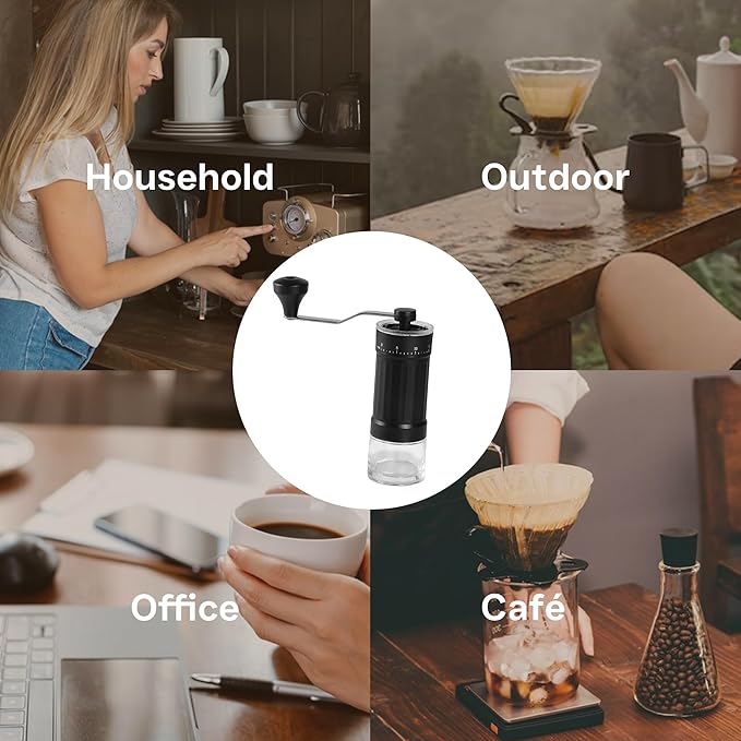 Mini Manual Coffee Grinder, 40 Adjustable Settings, Portable Hand Mill with 30g Capacity, Conical Burr for Espresso, Pour Over, Travel, Camping, Office (Ceramic Burr)