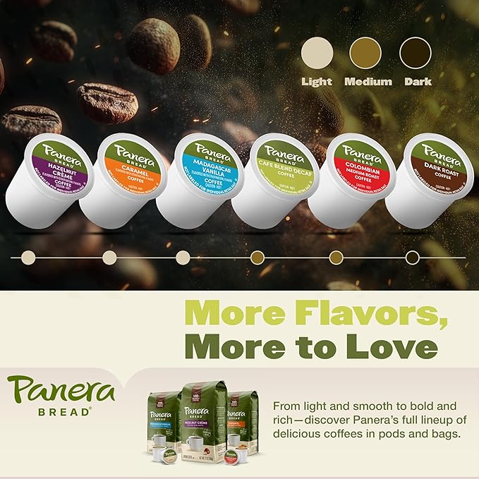 Panera Cafe Blend Decaf Coffee Pods, Medium Roast Cups - 100% Arabica, Smooth & Balanced with Caramel Notes, Sustainably Sourced, No Bitterness 60 Single Serve Pods (6 Packs of 10)