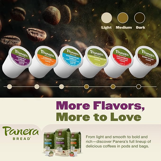 Panera Bread Hazelnut Crème Light Roast Coffee - Cafe-Quality Cup Pods, Smooth Buttery Flavor, 100% Arabica, No Artificial Ingredients, 60 Single Serve Pods (6 Packs of 10)