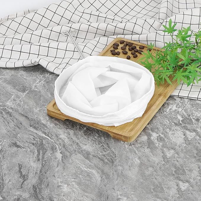 4 Pack Ultra Fine Mesh Coffee Strainer Bag with 1 Frame Handle, 200 Mesh Food Grade Nut Milk Bag, Reusable Kitchen Strainer Fine Mesh for Soy Milk, Juice, Tea Leaf Filter, Honey, Wine (Large)