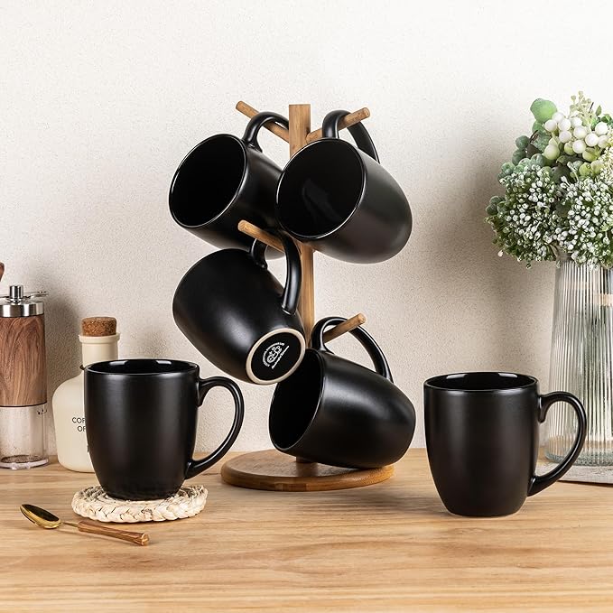 GBHOME 16oz Coffee Mugs Set of 6, Large Ceramic Coffee Mugs for Man, Woman, Dad, Mom, Modern Coffee Mugs Set with handle for Tea/Latte/Cappuccino/Milk/Cocoa. Dishwasher&Microwave Safe,Multi-Color