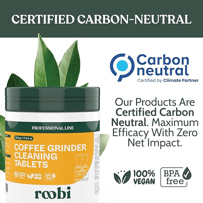 Roobi Professional Coffee Grinder Cleaning Tablets. Carbon Neutral Coffee Grinder Cleaner. Up to 14 cleans, 500gr.