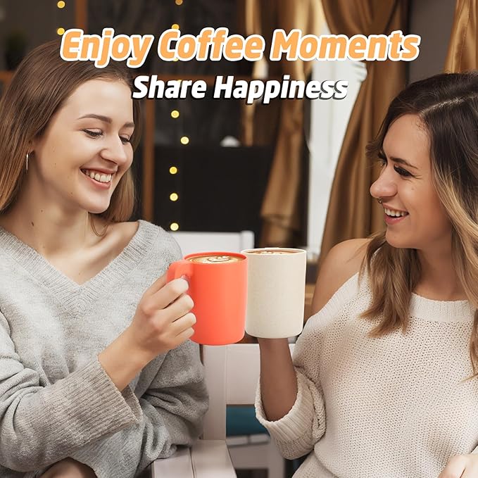 Wheat Straw Coffee Mugs Set of 6, Plastic Coffee Mugs 16 OZ, Microwave and Dishwahser Safe Plastic Cups with Handles, Unbreakable coffee Mugs for Camping, Tea, Kitchen, RV - Multicolor