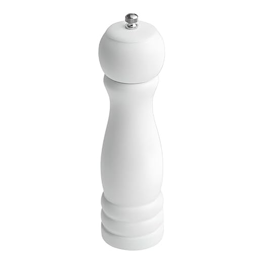 OCS Parts Pro Series Glossy White Wooden Pepper Mill with Adjustable Grinder | 8-Inch Traditional Salt or Pepper Mill for Home Kitchens, Restaurants or Catered Events