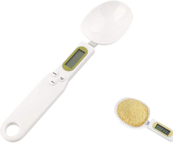 Meichoon Food Scale Spoon, Digital Kitchen Scale High Precision Small Scale with Tare Function Weighing and Measuring Dry Liquid Ingredient Milk Tea Flour Medicine 1.1lb/500g(0.1g), C52 White