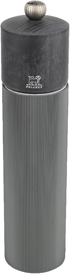 PEUGEOT - Line Pepper Mill - Classic Adjustment - Made of PEFC-Certified Aluminum and Wood - Made in France - Carbon Color. 22 cm-9"