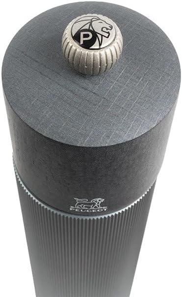 PEUGEOT - Line Pepper Mill - Classic Adjustment - Made of PEFC-Certified Aluminum and Wood - Made in France - Carbon Color. 22 cm-9"