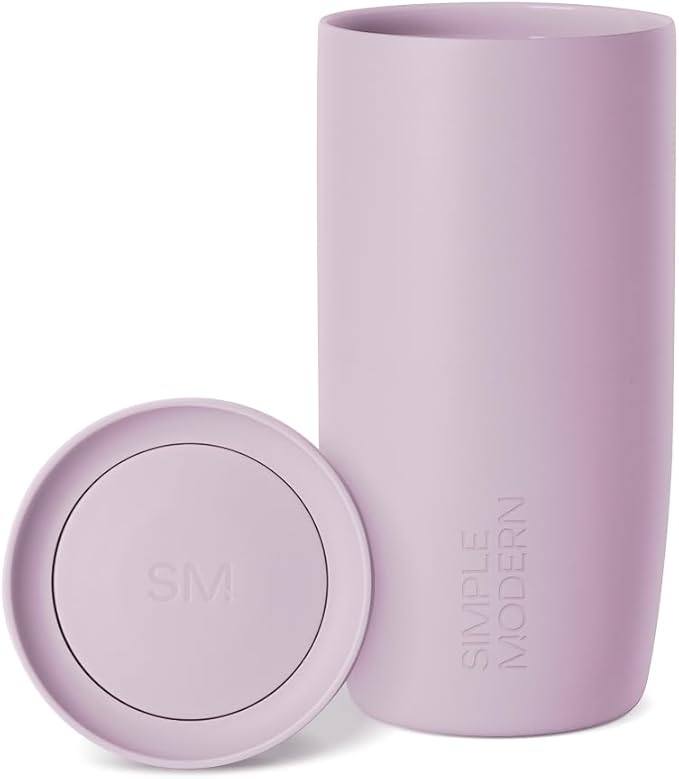 Simple Modern Travel Coffee Mug Tumbler with 360° Lid | Ceramic-Lined Insulated Stainless Steel Cold Brew Iced Coffee Cup | Gifts for Women Men Her Him | Voyager Signature | 16oz | Lavender Mist