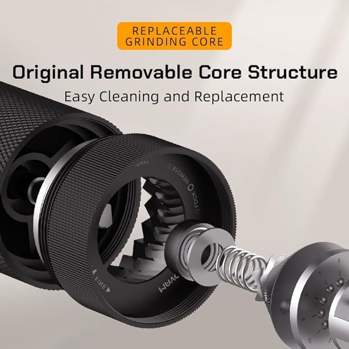 MAVO Manual Coffee Grinder, Wizard Hand Coffee Grinder, Capacity 25g with CNC Stainless Steel Hexagonal Conical Burr, Adjustable Setting, Burr Coffee Bean Grinder for French Press, Pour Over, Silver