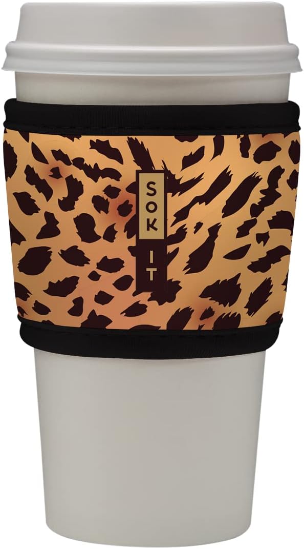 Sok It HotSok Coffee & Tea Reusable Insulated Neoprene Cup Sleeve (Classic Leopard)