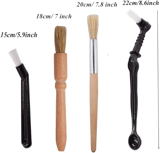 DXary 8 Pieces Coffee Brush Set Professional Espresso Brush Kit Include Wooden Coffee Grinder Machine Cleaning Brush and Nylon Espresso Brush for Coffee Machine Group Head (8)