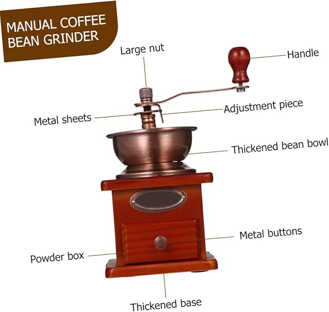 Portable Manual Coffee Grinder Ceramic Classic Grain Mill for Coffee Beans and Grains Wear-resistant Hand Crank Multifunctional Grinder for Home and Outdoor Use