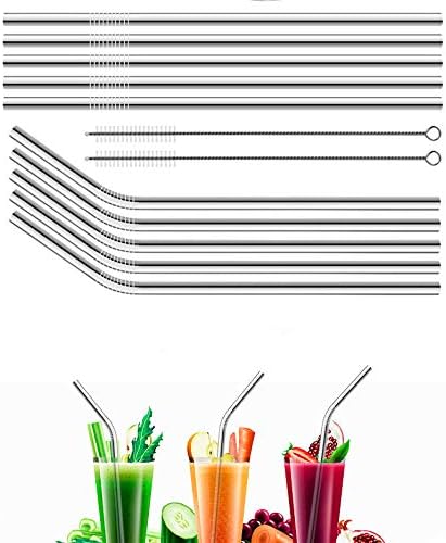 Reusable Metal Straws 200 Pack,10.5" Stainless Steel Straws All Straight Straws for 30oz Tumblers Yeti Cups Travel Mugs,Drinking Metal Straws In Bulk For Wholesale(200Pack Straight-Silver-10.5")