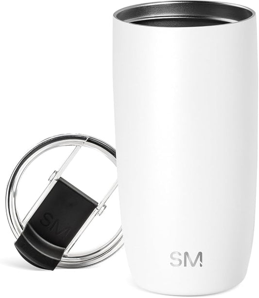 Simple Modern Travel Coffee Mug Tumbler with Flip Lid | Reusable Insulated Stainless Steel Cold Brew Iced Coffee Cup Thermos | Gifts for Women Men Him Her | Voyager Collection | 16oz | Winter White