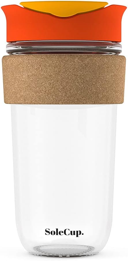Large Travel Mug - Reusable Insulated Coffee Mug - 18oz/530ml BPA-Free Hot Drink Travel Mug with Lid & Cork Band (Red)