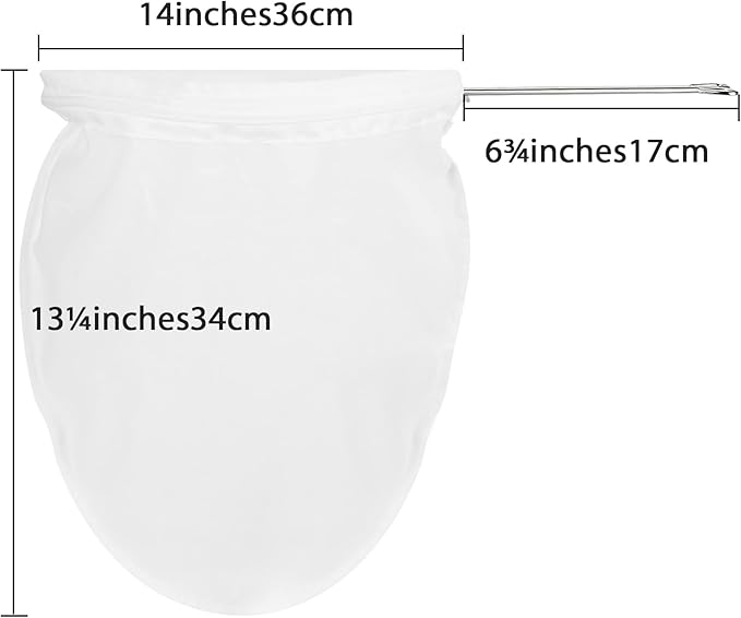 4 Pack Ultra Fine Mesh Coffee Strainer Bag with 1 Frame Handle, 200 Mesh Food Grade Nut Milk Bag, Reusable Kitchen Strainer Fine Mesh for Soy Milk, Juice, Tea Leaf Filter, Honey, Wine (Large)