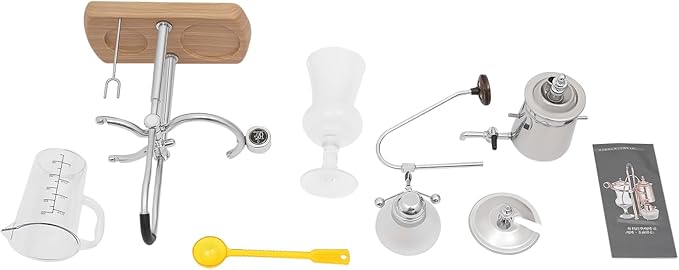 Siphon Coffee Maker, Manual Extract Coffee & Brew Tea Tool, Belgian/Belgium Coffee Brewer w/ Alcohol Burner, Commercial/Domestic Balance Vacuum Coffee Pot w/ Rotating Faucet, 9.25*4.72*14.96in Silver