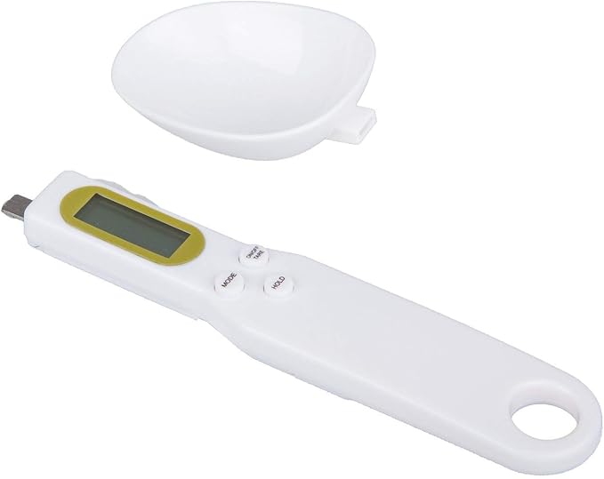 Meichoon Food Scale Spoon, Digital Kitchen Scale High Precision Small Scale with Tare Function Weighing and Measuring Dry Liquid Ingredient Milk Tea Flour Medicine 1.1lb/500g(0.1g), C52 White