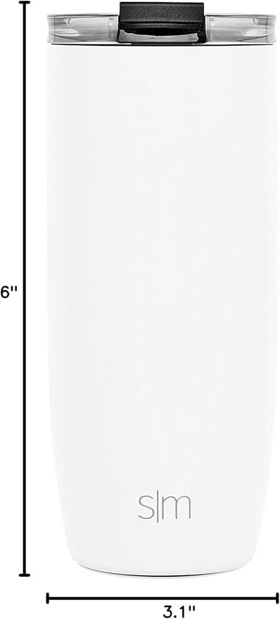 Simple Modern Travel Coffee Mug Tumbler with Flip Lid | Reusable Insulated Stainless Steel Cold Brew Iced Coffee Cup Thermos | Gifts for Women Men Him Her | Voyager Collection | 20oz | Winter White