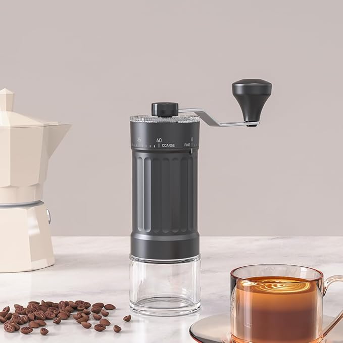 Mini Manual Coffee Grinder, 40 Adjustable Settings, Portable Hand Mill with 30g Capacity, Conical Burr for Espresso, Pour Over, Travel, Camping, Office (Ceramic Burr)
