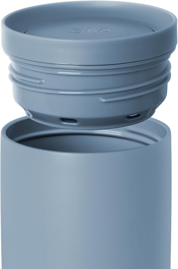 Simple Modern Travel Coffee Mug Tumbler with 360° Lid | Ceramic-Lined Insulated Stainless Steel Cold Brew Iced Coffee Cup | Gifts for Women Men Her Him | Voyager Signature | 12oz | Blue Dune