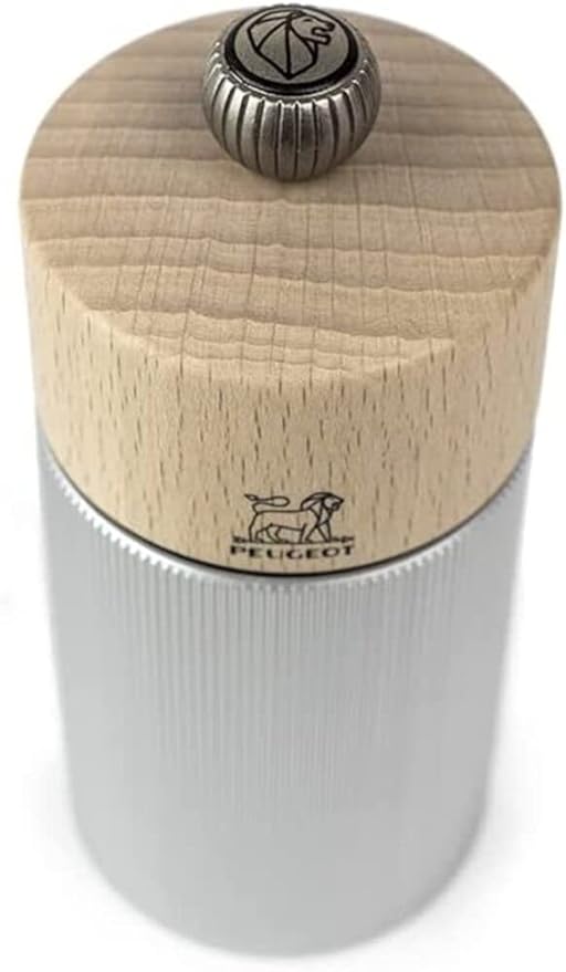 PEUGEOT- Line Pepper Mill Classic Grind Adjustment -Aluminum and PEFC Certified Wood - Made in France- Natural Color. 12 cm-4.75"