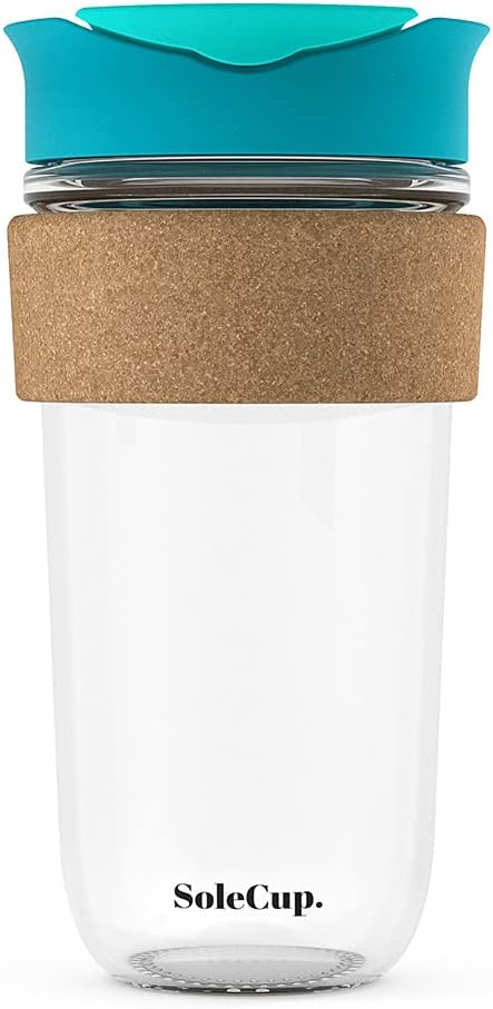 Large Travel Mug - Reusable Insulated Coffee Mug - 18oz/530ml BPA-Free Hot Drink Travel Mug with Lid & Cork Band (Blue)