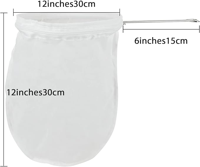 4 Pack Ultra Fine Mesh Coffee Strainer Bag with 1 Frame Handle, 200 Mesh Food Grade Nut Milk Bag, Reusable Kitchen Strainer Fine Mesh for Soy Milk, Juice, Tea Leaf Filter, Honey, Wine (Medium)