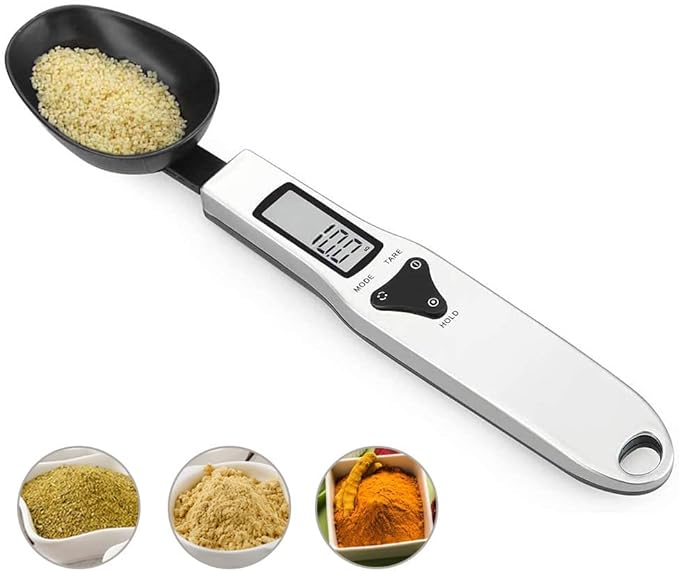 3T6B Kitchen Digital Measuring Spoon Food Scale Digital Multi-Function Small Digital Spoon Scale, Weight from 0.1 Grams to 500 Grams Support Unit g/oz/gn/ct (with 2 AAA Batteries)-LCD Display