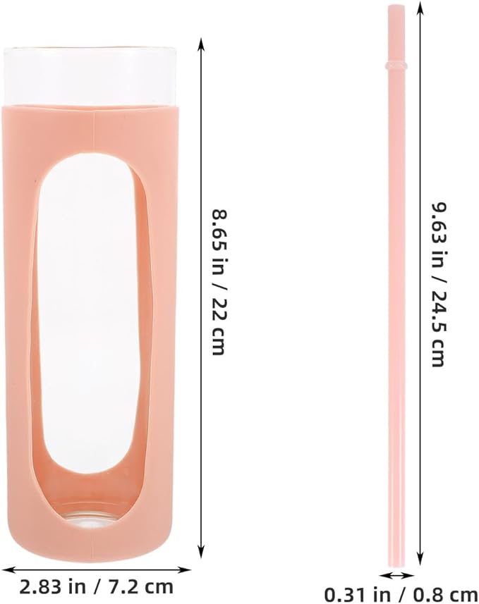 Glass Water Cup with Lid and Straw, Reusable Glass Tumbler with Silicone Sleeve, 16oz Coffee and Juice Drinking Cup for Cold Brew and Beverage on The Go