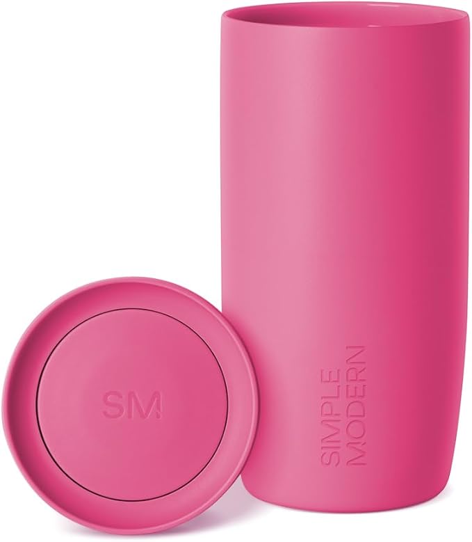 Simple Modern Travel Coffee Mug Tumbler with 360° Lid | Ceramic-Lined Insulated Stainless Steel Cold Brew Iced Coffee Cup | Gifts for Women Men Her Him | Voyager Signature | 16oz | Berry