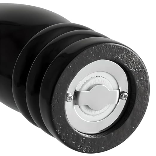 OCS Parts Pro Series 2-Pack Glossy Black Wooden Pepper Mills with Adjustable Grinder | 8-Inch Traditional Salt or Pepper Mill for Home Kitchens, Restaurants or Catered Events