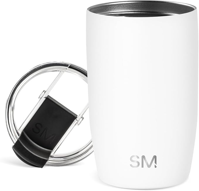 Simple Modern Travel Coffee Mug Tumbler with Flip Lid | Reusable Insulated Stainless Steel Cold Brew Iced Coffee Cup Thermos | Gifts for Women Men Him Her | Voyager Collection | 12oz | Winter White