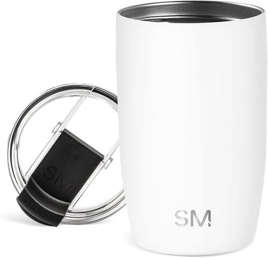 Simple Modern Travel Coffee Mug Tumbler with Flip Lid | Reusable Insulated Stainless Steel Cold Brew Iced Coffee Cup Thermos | Gifts for Women Men Him Her | Voyager Collection | 12oz | Winter White