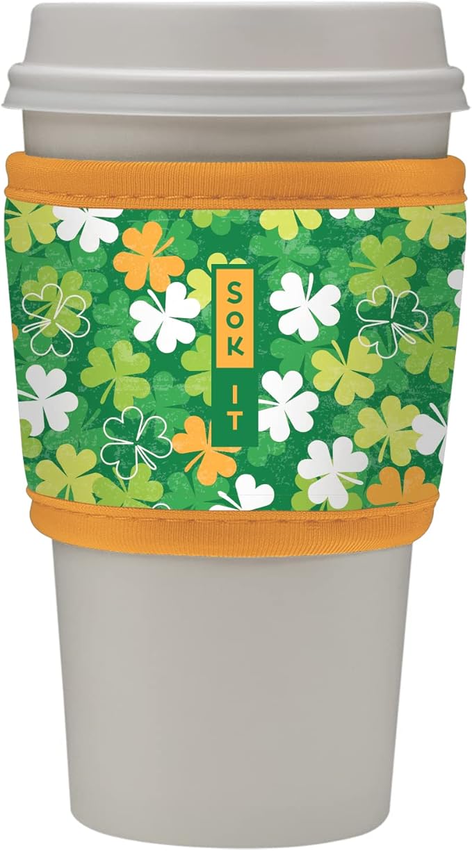 Sok It HotSok Coffee & Tea Reusable Insulated Neoprene Cup Sleeve (Luck of the Shamrock)