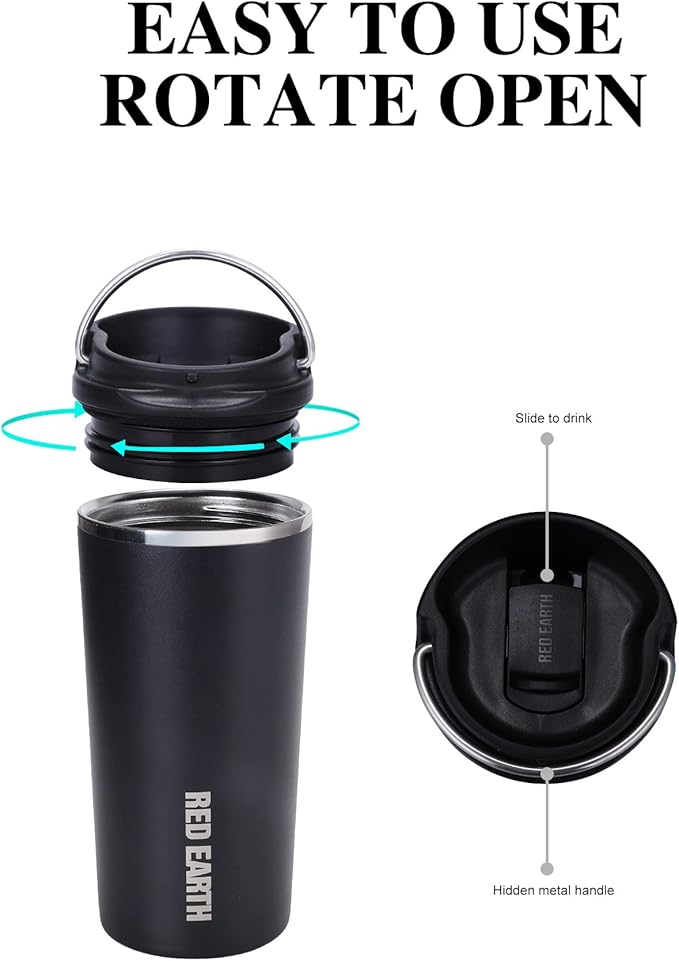 GiNT 17oz Travel Mug with Infuser and Two Lids. Vacuum Insulated 316 Stainless Steel Coffee Mug. Dishwasher Safe Mug with Tea Strainer for Hot and Cold Brew Coffee or Tea(Black)