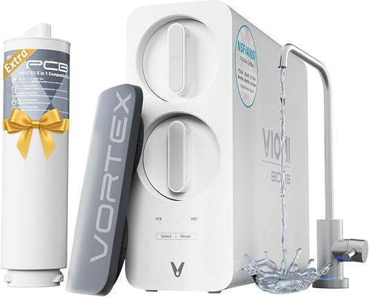 VIOMI® PFAS Reduction Reverse Osmosis System, NSF/ANSI 372&53&42 Certified, 9 Stage & 48 Months Filter, Tankless RO Water Filtration System Under Sink, 800G, Smart LED Reminder, Incl. 1 Extra Filter