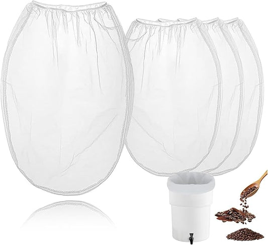 4-Pack Cold Brew Coffee Filter Bag - Compatible with 5 Gallon Toddy Cold Brew System, Washable & Reusable Nylon Mesh Filter for Commercial/Home Brewers, High-Efficiency Filtration