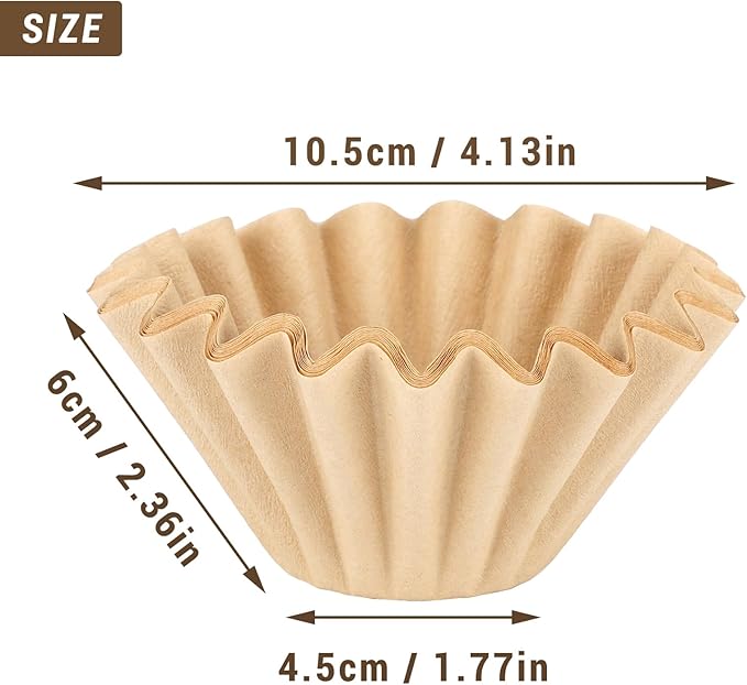 EUSOAR 1-2 Cup Unbleached Coffee Filters, Pack of 200 Disposable Natural Brown Paper Basket Filters, for Small Basket Style Single Pour Over and Drip Coffee Makers, for Home Commercial